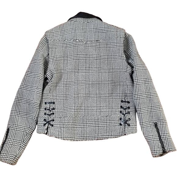 Rag & Bone Bowery Houndstooth wool convertible motorcycle jacket size 4 - Picture 4 of 9